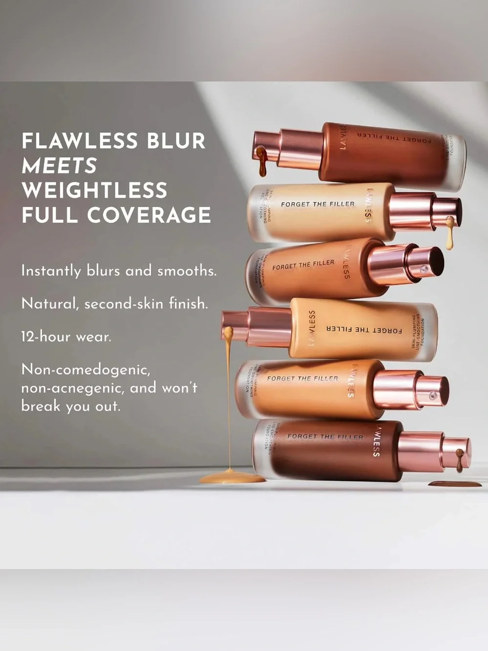Lawless Forget The Filler Skin-Plumping Line-Smoothing Foundation - 3F - NIB